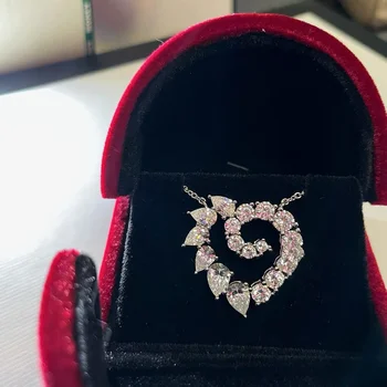 Модное ожерелье с подвеской в виде сердца из стерлингового серебра 925 пробы, свадебные украшения с бриллиантами и цепочкой длиной 45 см, подарок милой девушке
