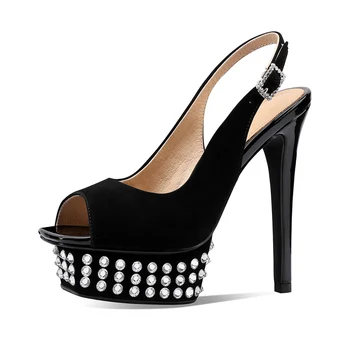 2023 Новые модные Женские кожаные сандалии на тонком каблуке, Летние туфли на платформе, шпильки, Роскошная дизайнерская обувь на высоком каблуке, Черный, фиолетовый