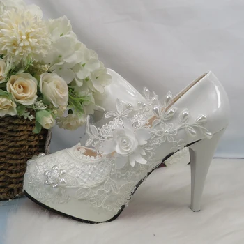 2022 новое поступление, свадебные Белые кружевные туфли для новобрачных, женские туфли-лодочки на высоком каблуке 5 см/8 см/11 см, вечерние модельные туфли, Женская модная обувь для вечеринок